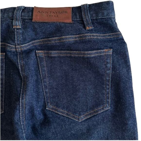 Ann Taylor Stretch Dark Wash Low Rise Straight Wide Leg Denim Jeans Size 8R - Picture 7 of 12